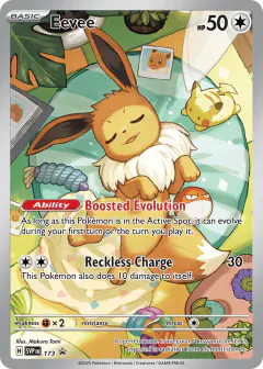 Eevee card (Scarlet & Violet Black Star Promos 173) with Pikachu in the artwork