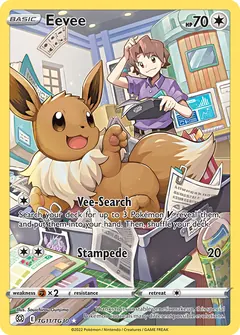 Eevee card (Brilliant Stars Trainer Gallery TG11) with Nidorina in the artwork
