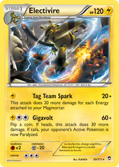 Electivire card (Furious Fists 30) with Slaking in the artwork