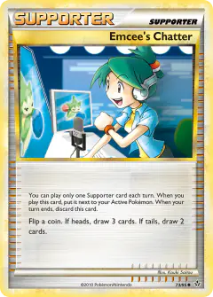 Emcee's Chatter card (HS—Unleashed 73) with Roselia in the artwork