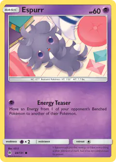 Espurr card (Forbidden Light 44) with Meowstic in the artwork