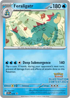 Feraligatr card (Scarlet & Violet Black Star Promos 213) with Magikarp in the artwork