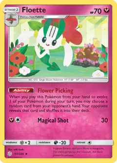 Floette card (Cosmic Eclipse 151) with Alolan Dugtrio in the artwork