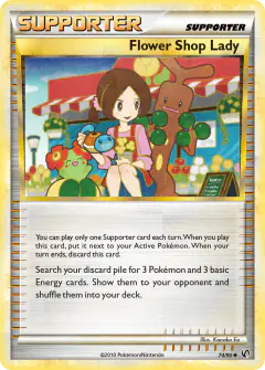 Flower Shop Lady card (HS—Undaunted 74) with Squirtle in the artwork