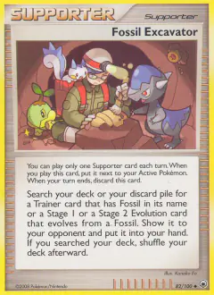 Fossil Excavator card (Majestic Dawn 82) with Pachirisu in the artwork
