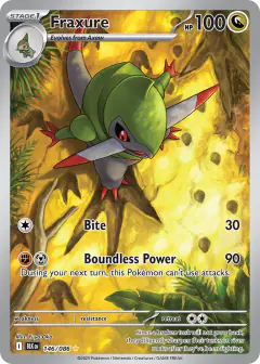 Fraxure card (Black Bolt 146) with Axew in the artwork