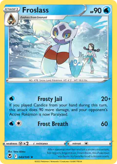 Froslass card (Silver Tempest 43) with Candice in the artwork