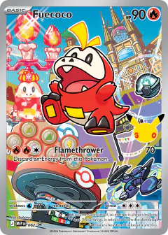 Fuecoco card (Mega Evolution Black Star Promos 62) with Meowth in the artwork