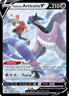 Galarian Articuno V card (Astral Radiance Trainer Gallery TG16) with Victor in the artwork