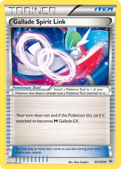 Gallade Spirit Link card (Roaring Skies 83) with Mega Gallade in the artwork