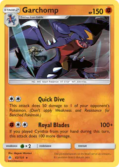 Garchomp card (Forbidden Light 62) with Cynthia in the artwork