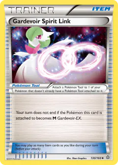 Gardevoir Spirit Link card (Primal Clash 130) with Mega Gardevoir in the artwork