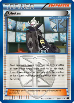 Ghetsis card (Plasma Freeze 101) with Rotom in the artwork