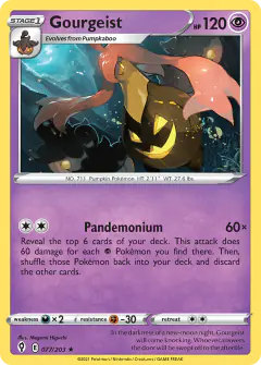 Gourgeist card (Evolving Skies 77) with Pumpkaboo in the artwork