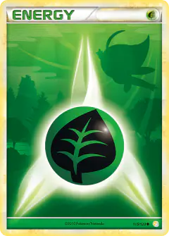 Grass Energy card (HeartGold & SoulSilver Base 115) with Celebi in the artwork