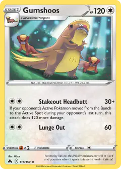 Gumshoos card (Crown Zenith 118) with Yungoos in the artwork