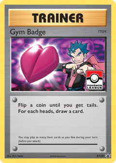 Gym Badge card (XY Black Star Promos 207) with Koga in the artwork