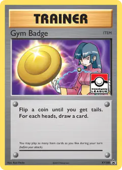 Gym Badge card (XY Black Star Promos 208) with Sabrina in the artwork