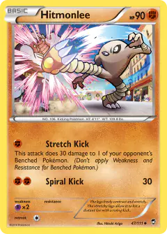 Hitmonlee card (Furious Fists 47) with Machoke in the artwork