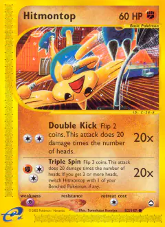 Hitmontop card (Aquapolis 82) with Hitmonchan in the artwork