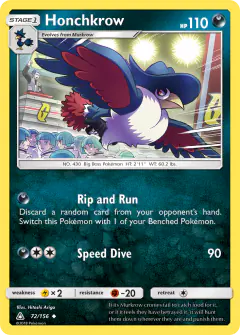 Honchkrow card (Ultra Prism 72) with Cyrus in the artwork