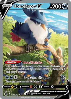 Honchkrow V card (Brilliant Stars 162) with Murkrow in the artwork