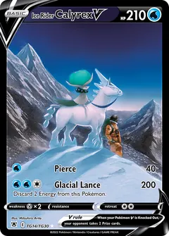 Ice Rider Calyrex V card (Astral Radiance Trainer Gallery TG14) with Peony in the artwork
