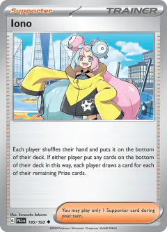 Iono card (Paldea Evolved 185) with Magnemite in the artwork