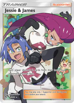 Jessie & James card (Hidden Fates 68) with Meowth in the artwork