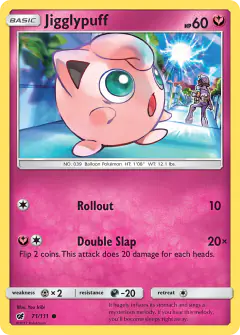 Jigglypuff card (Crimson Invasion 71) with Aether Foundation Employee in the artwork