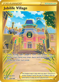 Jubilife Village card (Astral Radiance 212) with Bidoof in the artwork