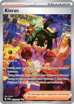 Kieran card (Twilight Masquerade 218) with Pikachu in the artwork