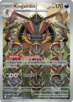 Kingambit card (Scarlet & Violet Base 220) with Bisharp in the artwork