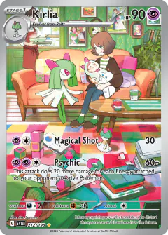 Kirlia card (Scarlet & Violet Base 212) with Pikachu in the artwork