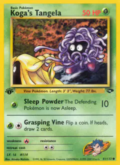 Koga's Tangela card (Gym Challenge 81) with Jynx in the artwork