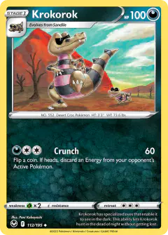 Krokorok card (Silver Tempest 112) with Sandile in the artwork