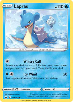 Lapras card (Chilling Reign 29) with Melony in the artwork