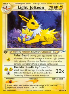 Light Jolteon card (Neo Destiny 48) with Rattata in the artwork