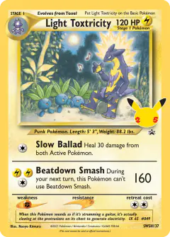 Light Toxtricity card (SWSH Black Star Promos 137) with Oddish in the artwork