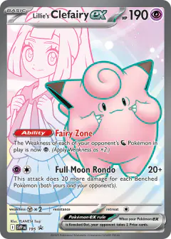 Lillie's Clefairy ex card (Scarlet & Violet Black Star Promos 195) with Lillie in the artwork