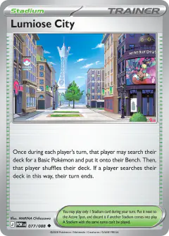 Lumiose City card (Perfect Order 77) with Rotom in the artwork
