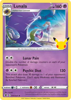 Lunala card (Celebrations 15) with Lillie in the artwork