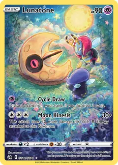 Lunatone card (Crown Zenith Galarian Gallery GG11) with Volbeat in the artwork