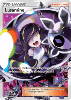 Lusamine card (Ultra Prism 153) with Nihilego in the artwork