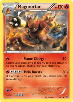 Magmortar card (Furious Fists 11) with Electivire in the artwork