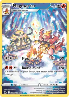 Magmortar card (Crown Zenith Galarian Gallery GG03) with Electivire in the artwork