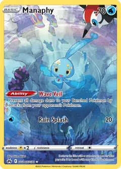 Manaphy card (Crown Zenith Galarian Gallery GG06) with Pyukumuku in the artwork