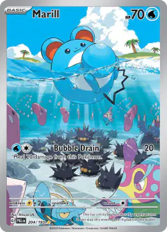 Marill card (Paldea Evolved 204) with Toxapex in the artwork