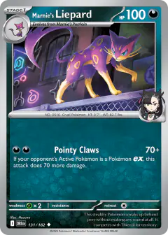 Marnie's Liepard card (Destined Rivals 131) with Sableye in the artwork