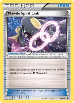 Mawile Spirit Link card (XY Black Star Promos 105) with Mega Mawile in the artwork